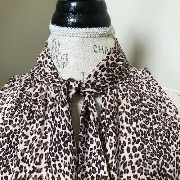 Joie Estero Leopard Print Blouse Top Shirt Womens XS Brown Black Sleeveless Silk - Picture 5 of 11